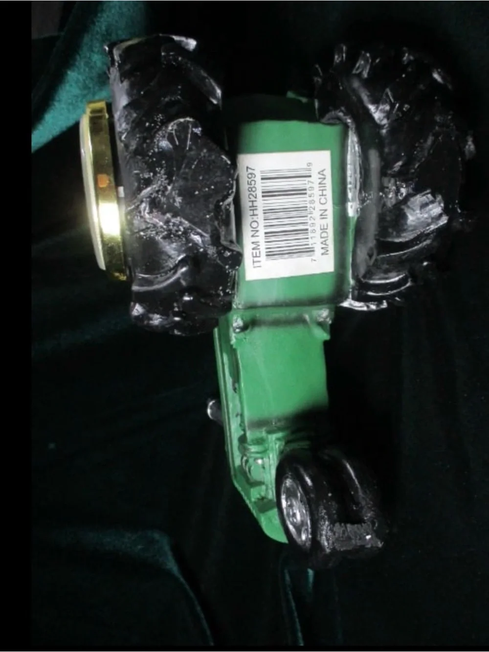 John Deere Green Tractor Clock Toy with Yellow Dial